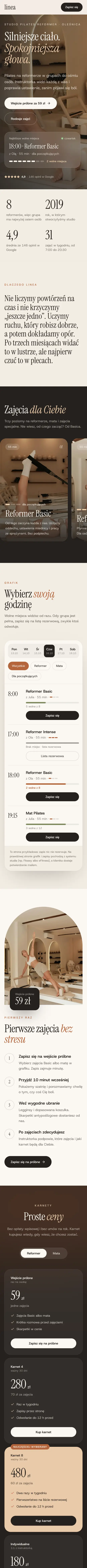 Ta sama strona na telefonie, z przyciskiem „Zapisz się” zawsze pod ręką